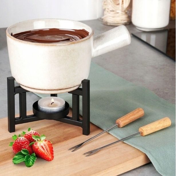 EXCELLENT HOUSEWARE Fondue porcelánové s hořákem 450 ml + 2 vidličky KO-170487010