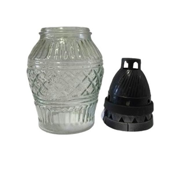 sklo hřbitovní TULPNA Z503+víčko plast, d11x(13,5+7)cm