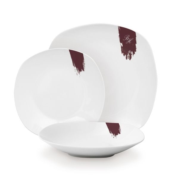 BERLINGERHAUS Jídelní sada talířů 18 ks Leonardo Collection bílá-bordó BH-10203