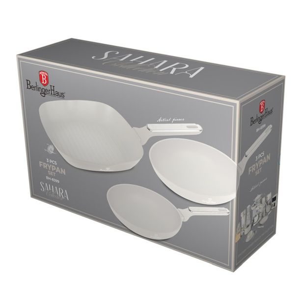 BERLINGERHAUS Sada pánví s titanovým povrchem 3 ks Sahara Marble Collection BH-8399