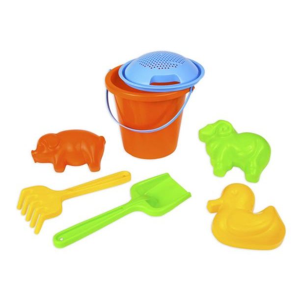 Pískový set kyblík a formičky zvířátek v síťce