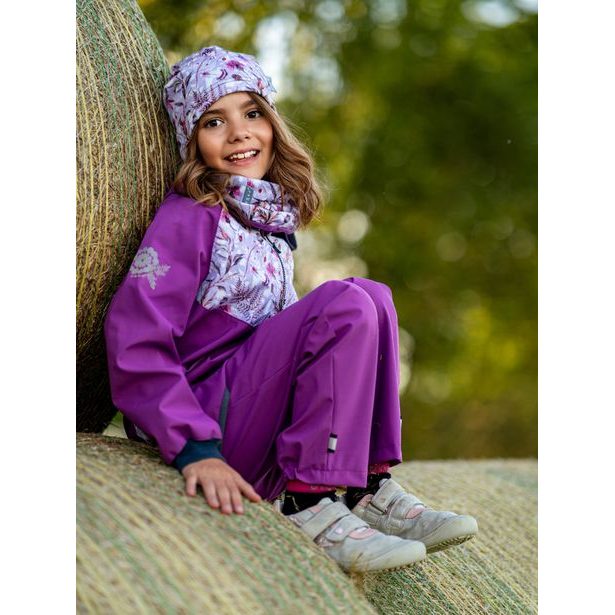 Unuo, Dětské softshellové kalhoty s fleecem, Ostružinová, Louka