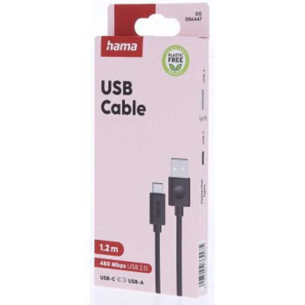 Hama USB 2.0 kabel typ A-C, 1,2 m, Ecosential