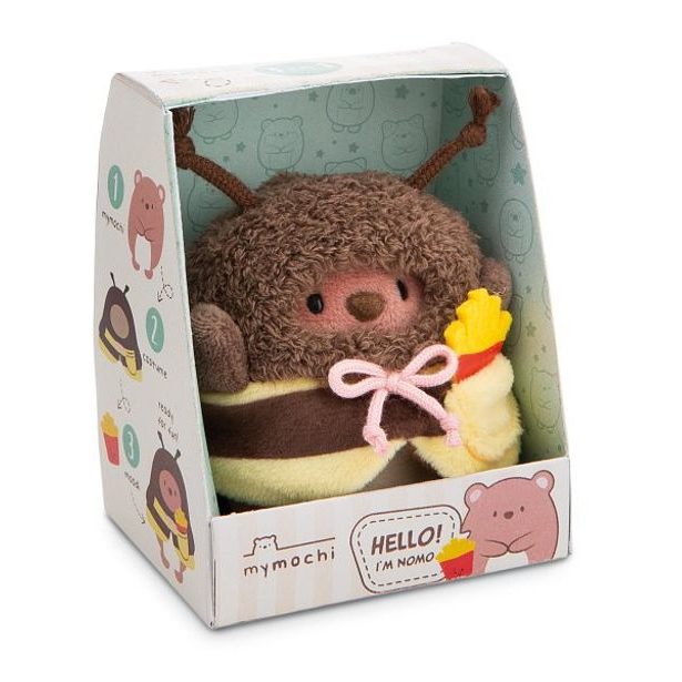 NICI NICI plyš MyMochi Medvídek Nomo 8cm v kostýmu včelky a hranolkami,set dárkové balení 8,5x6,5x10cm