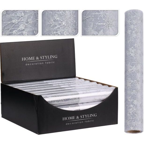 látka DECO ROLL 30x500cm, stříbrná, vánoční