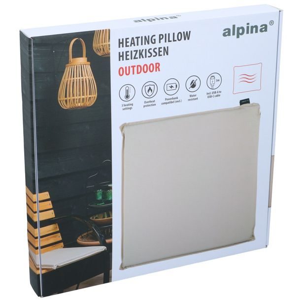 ALPINA Elektrický vyhřívaný podsedák venkovní USB 45 x 45 cm šedá ED-244061