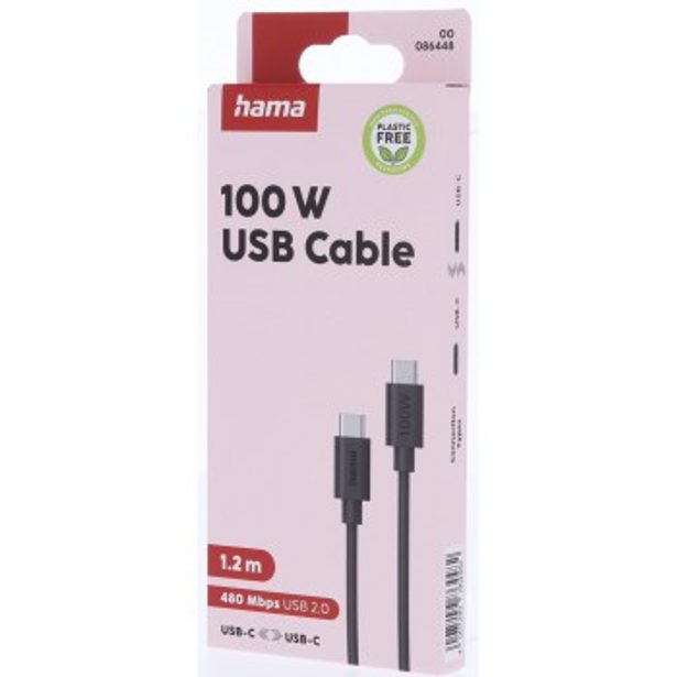 Hama USB-C 2.0 kabel, 1,5 m, 100 W, Ecosential
