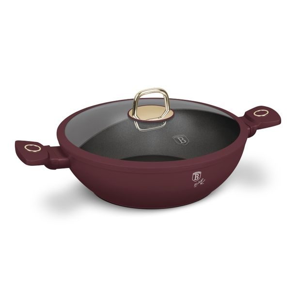 BERLINGERHAUS Pánev wok s poklicí a titanovým povrchem 30 cm Leonardo Collection BH-8035