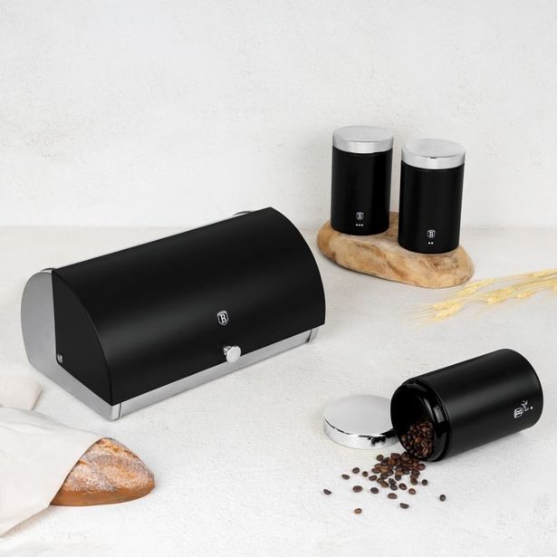BERLINGERHAUS Chlebník a sada dóz na potraviny 4 ks Matte Black Collection BH-6733