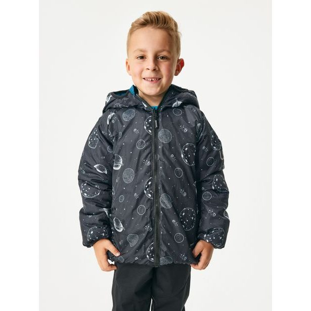 Unuo Dětská oboustranná bunda Duo, Kobaltová, Planety