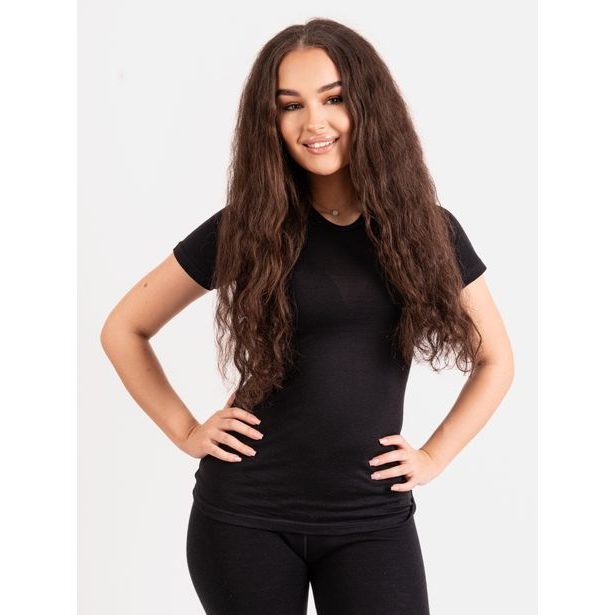 Unuo, Dámské merino triko s krátkým rukávem Nature, Černá