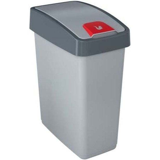 koš odp.25l MAGNE, stříbrný/stř.klapka výklop., plast