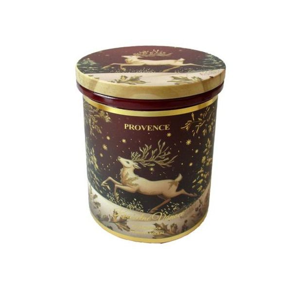 Provence SVÍČKA VE SKLE VÁNOČNÍ S VÍČKEM 8X10CM 240G ČERVEN_hamashop
