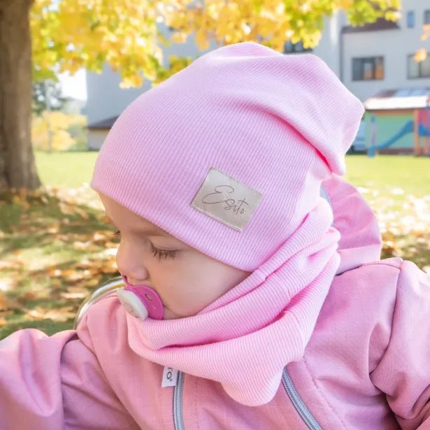 ESITO Žebrovaná čepice spadená Color Pink - růžová