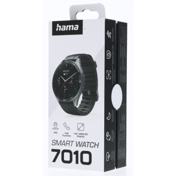 Hama 7010, smart hodinky, GPS, telefonování, AMOLED 1,43", voděodolné IP68/3 ATM, antracitové