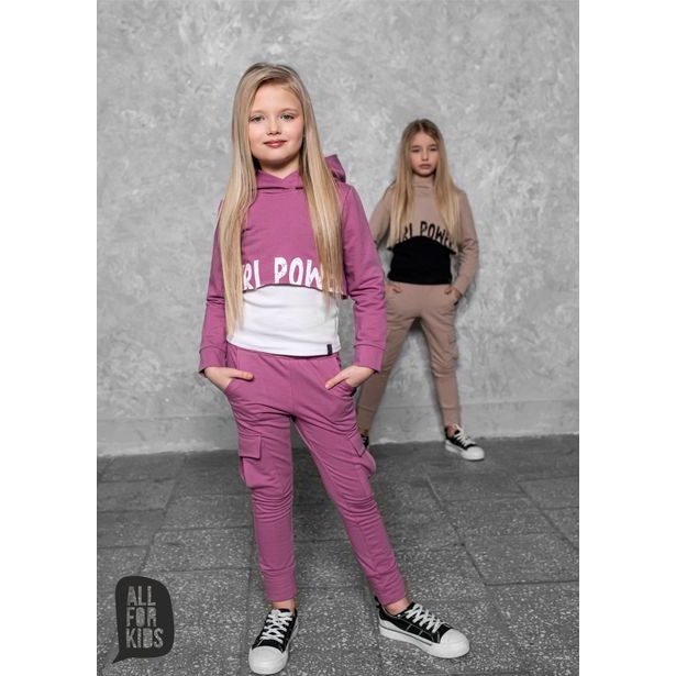 Stylové dívčí kalhoty GIRL POWER růžové