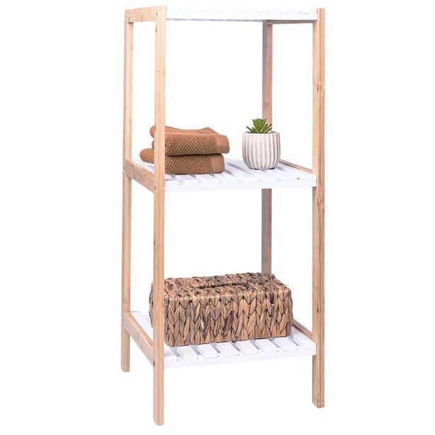 HOMESTYLING Policový regál do koupelny dřevěný 79 cm KO-784200930