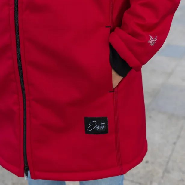 ESITO Dámský zimní softshellový kabát s beránkem Red