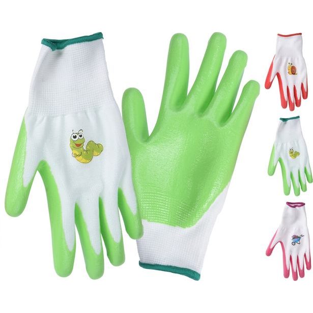 rukavice 1 pár, PES+PVC, 3 barvy, dětské,zahradní