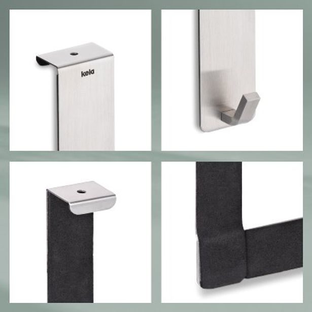 KELA Dveřní věšák jednohák Colgar nerezová ocel stříbrná matná sada 2 ks 13,0x4,0x2,5cm KL-22227