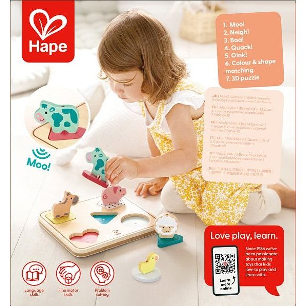 Hape Puzzle se zvuky na desce - Zvířátka