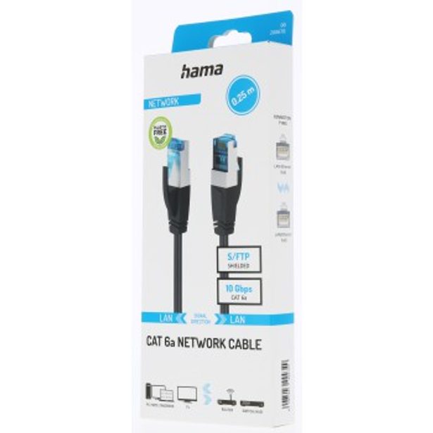 Hama síťový kabel Cat6a S/FTP RJ45 0,25 m, stíněný, 10 Gb/s