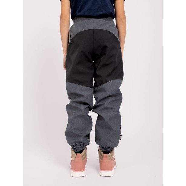 Unuo, Dětské softshellové oteplovačky s fleecem, Černá, Žíhaná Antracitová