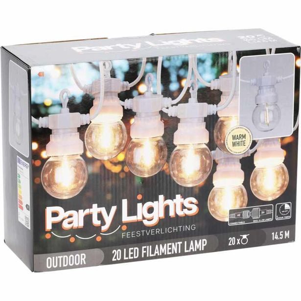 PROGARDEN Světelný řetěz LED PARTY 20 žárovek bílý KO-LE2200170