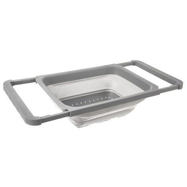 cedník 39x26,5cm, skládací, pružný, do dřezu, silikon/plast