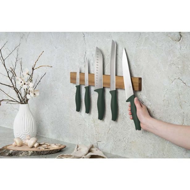 BERLINGERHAUS Sada nožů s magnetickým držákem z akátového dřeva 6 ks Matte Green Collection BH-2978