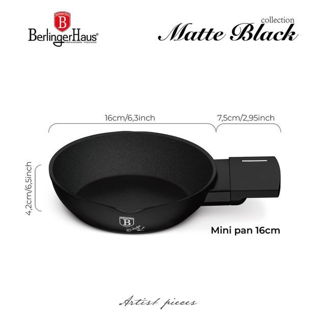 BERLINGERHAUS Pánev s titanovým povrchem 16 cm Matte Black Collection BH-8193