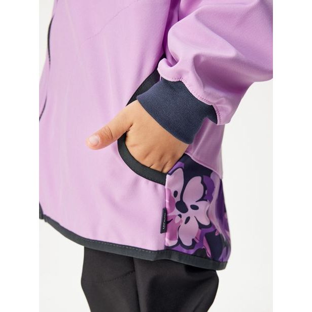 Dětská softshellová bunda bez zateplení Basic, Lila, Kytky