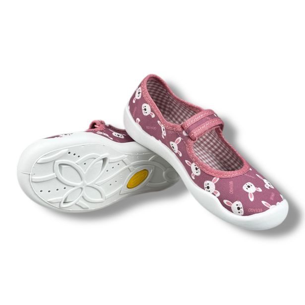 Dívčí balerínky, domácí obuv Befado - růžové, králíci