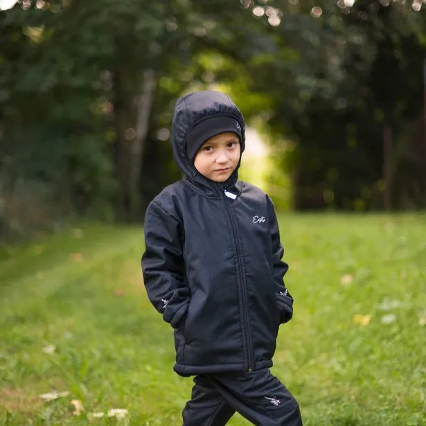 ESITO Dětská zimní softshellová bunda s beránkem Black - černá