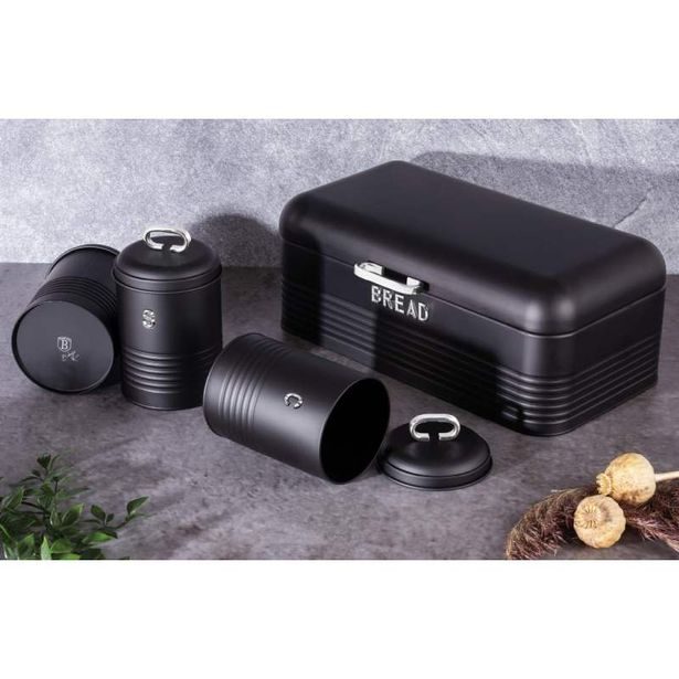 BERLINGERHAUS Chlebovka a dóza na potraviny sada 4 ks Matte Black Collection BH-6754