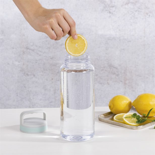 Xavax To Go, lahev na nápoj, 1,25 l, šroubovací, rukojeť, průhledná