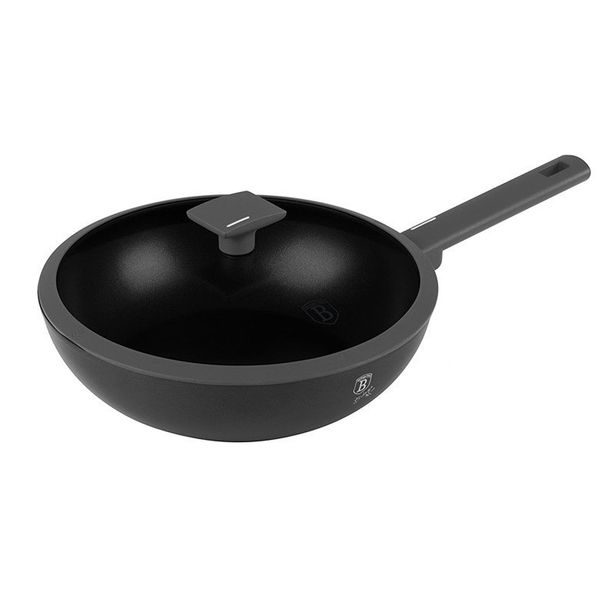 BERLINGERHAUS Pánev WOK s titanovým povrchem a poklicí 28 cm Antracit Collection BH-8124