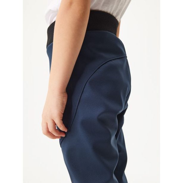 Unuo Dětské softshellové kalhoty s fleecem pružné Sporty, Tm. Modročerná