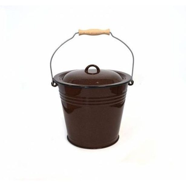 vědro d28cm 10l smalt s poklicí, hnědé bez dekoru