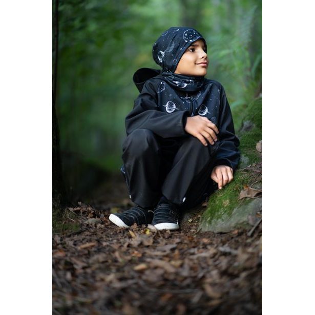 Unuo, Dětské softshellové kalhoty s fleecem Basic, Černá, Planety