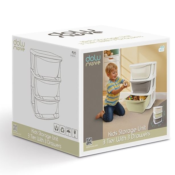 DOLU Dětský plastový regál se 3 šuplíky, 36,5x58,5x38 cm