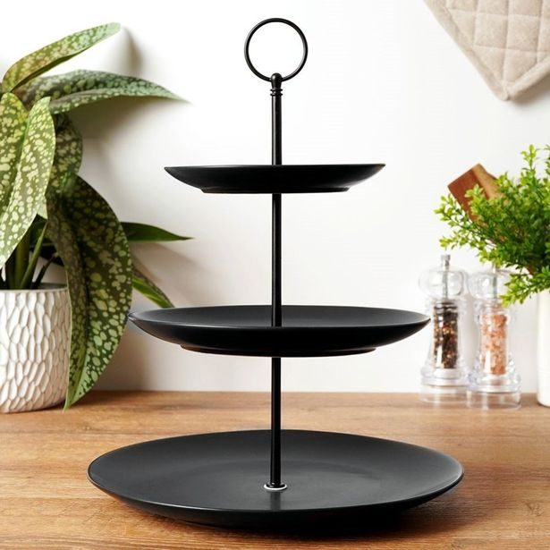 HIT Etažér třípatrový porcelánový 26x34 cm černá HT-24302291