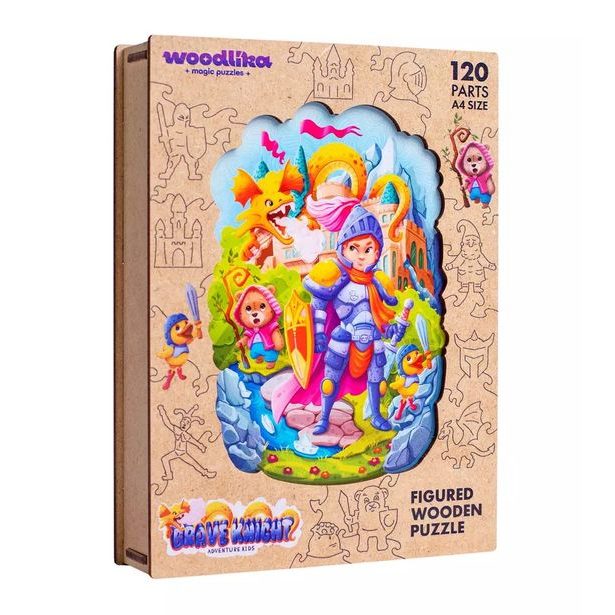 DŘEVĚNÉ BAREVNÉ PUZZLE - Statečný rytíř