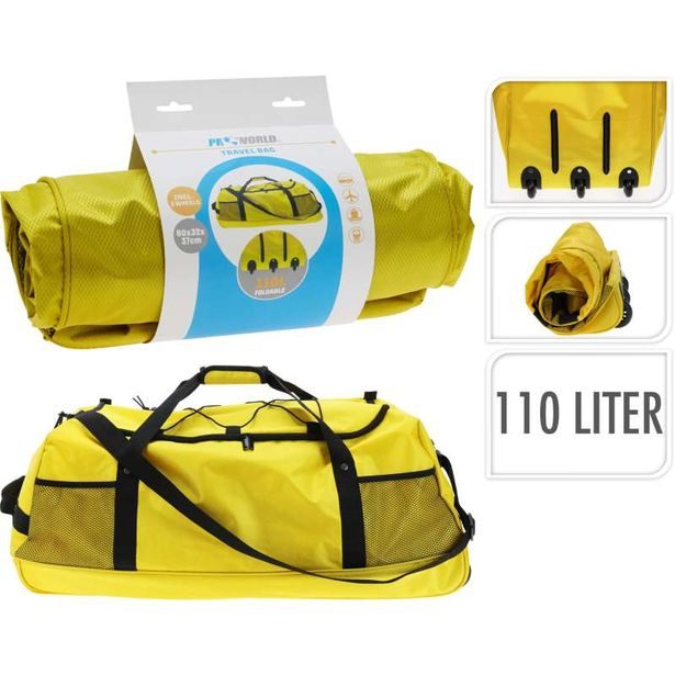 PROWORLD Cestovní taška na kolečkách 110 l žlutá KO-DG1000180