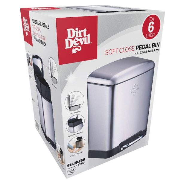 DIRT-DEVIL Odpadkový koš nášlapný 6 l tiché zavírání ED-249494