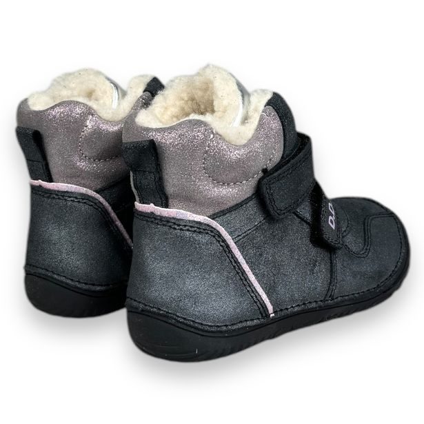 DDstep dětské zimní barefoot boty - Třpytivé černé