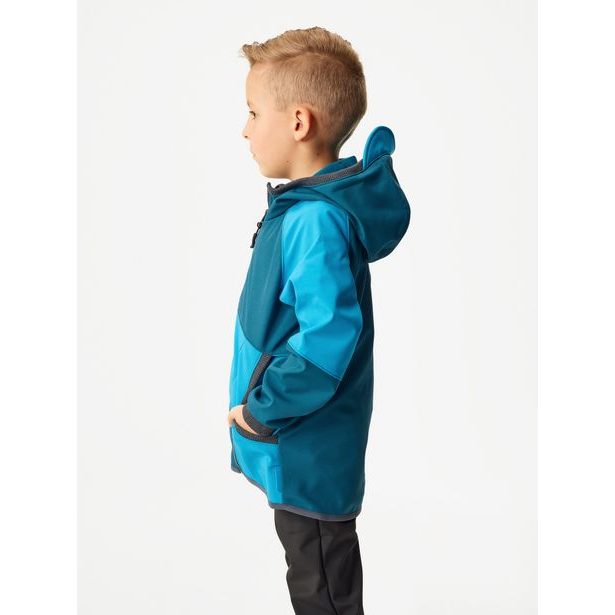 Unuo, Dětská softshellová bunda s fleecem Street, Kobaltová, Tyrkysová