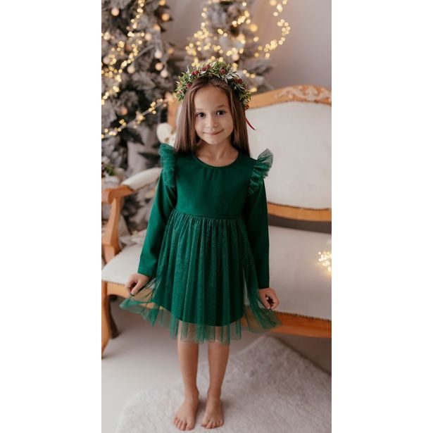 Dívčí slavnostní šaty zelené tyl