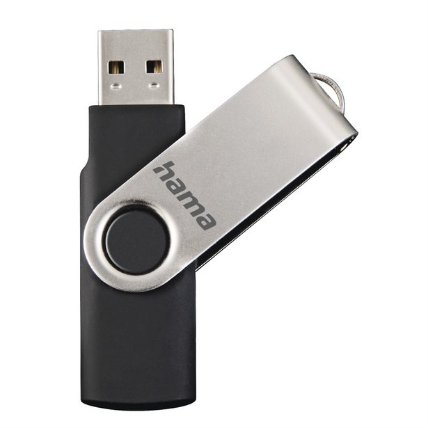 Hama rotate FlashPen, USB 2.0, 32 GB, 6 MB/s, black/silver