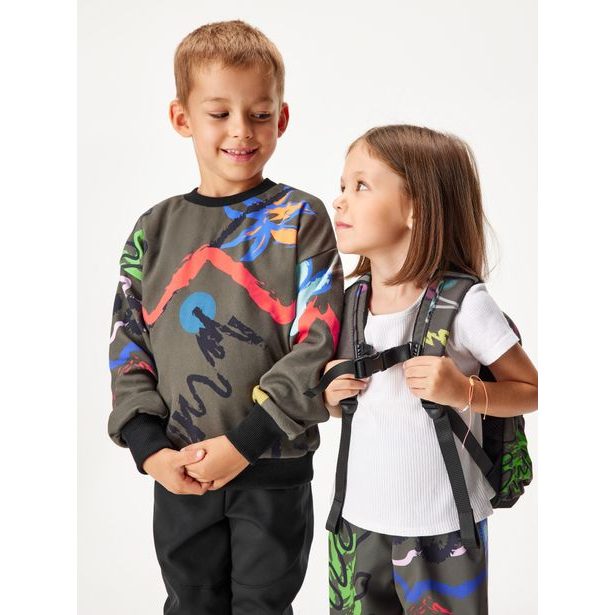 Unuo, Dětská bavlněná mikina, Khaki, Fantazie